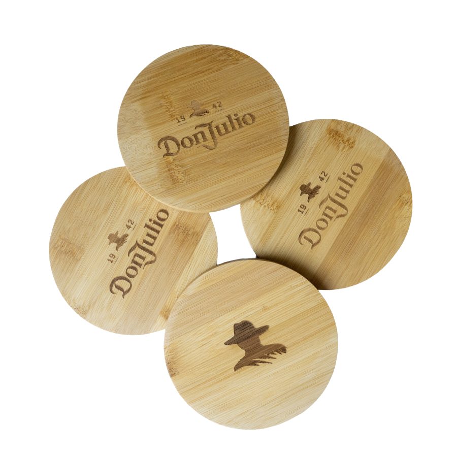 Engraved Bamboo Coaster round bamboo drink coasters with custom laser engraved logo