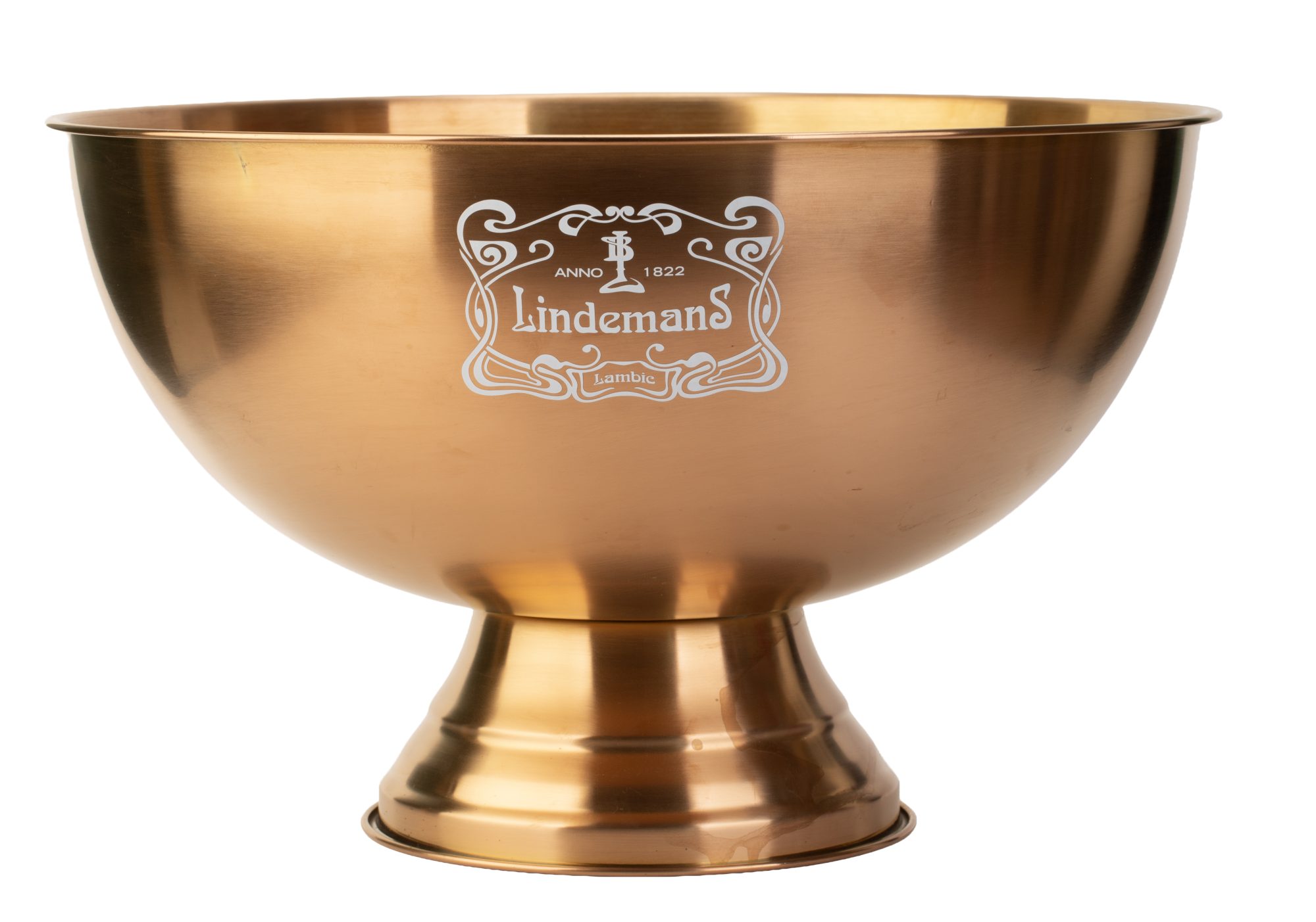 custom copper colour metal ice bucket with white printed beverage logo